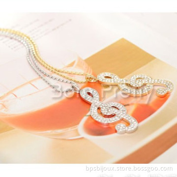 1pc Diamond Super Flash Notes Sweater Chain Long Necklace for Women